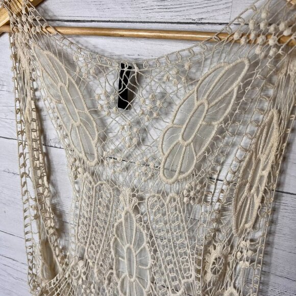 Fulltilt Cardigan Kimono Size Small Bohemian Longline Floral Embroidery Mesh - Picture 11 of 15